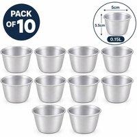 Chabrias Ltd Chabrias Mini Aluminium Pudding Moulds 150ml Baking Cups Pack of 10 in Silver | Size: 10 Pack