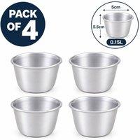 Chabrias Ltd Chabrias Mini Aluminium Pudding Moulds 150ml Baking Cups Pack of 4 in Silver | Size: 4 Pack