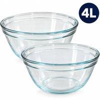 Chabrias Ltd Anchor Hocking 4L Tempered Glass Mixing Bowls Set of 2 for Baking in Clear
