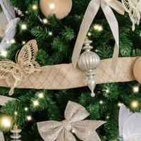 Melody Maison Diamond Detailed Christmas Tree & Gift Wrapping Ribbon - 270cm in Beige