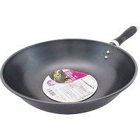 BARGAINS-GALORE 30cm Wok Pan Cool Touch Handle Stir Fry Chinese Cook Kitchen Saucepan in Black