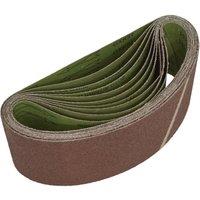 Loops 10 PACK - 100mm x 610mm Sanding Belts - 40 Grit Aluminium Oxide Cloth Backed Set