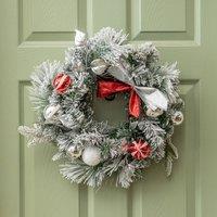 Samuel Alexander 40cm Lapland Decorated Christmas Wreath with Bow & Baubles in White