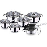 Crystals 12PC S/S DELUXE QUALITY CASSEROLE SAUCEPAN STOCK POT FRY PAN in Silver | Size: 12 Pack