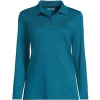 Lands' End Women's Petite Long Sleeve Supima Cotton Polo Shirt in Teal | Size: XS