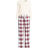 Lands' End Women's Plus Cotton-Modal/Flannel Pyjama Set in Off-White | Size: 2X