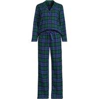 Lands' End Women's Plus Pure Cotton Flannel Pyjama Set in Navy | Size: 3X