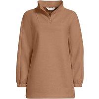 Lands' End Women's Petite Soft Fleece Quarter Zip Jumper in Brown | Size: Small