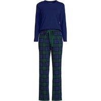 Lands' End Women's Plus Cotton Jersey Pyjama Set in Dark Navy | Size: 3X