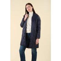 Harvey & Jones Women's Water Resistant Longline Onion Quilted Jacket in Navy | Size: 14