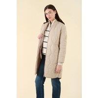 Harvey & Jones Women's Water Resistant Longline Onion Quilted Jacket in Stone | Size: 12