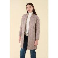 Harvey & Jones Women's Water Resistant Longline Onion Quilted Jacket in Stone | Size: 8