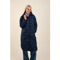 Harvey & Jones Women's Lightweight Water Resistant Longline Quilted Jacket in Blue | Size: 16