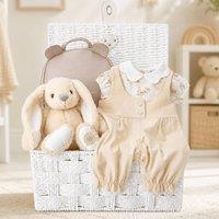 Bumbles & Boo Women's Bunny & Floral Outfit New Baby Gift Basket in Cream