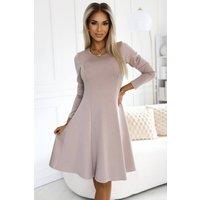 Love Lace Women's Trapeze Elastic Knee Length Long Sleeve Dress in Taupe | Size: XL