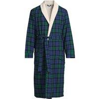 Lands' End Men's Sherpa-lined Flannel Dressing Gown in Green | Size: Medium