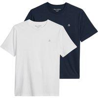 Marc O Polo Men's T-shirt Pack of 2 - Jersey T-Shirts Shortsleeve Kjer in Mid Navy | Size: Large