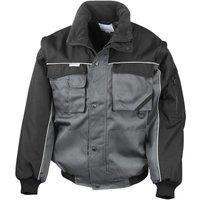 Result Men's Heavy Duty Zip-off Sleeves Pilot Jacket in Grey | Size: Large