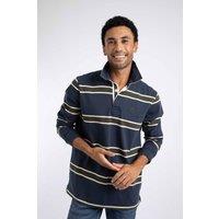 Weird Fish Men's Percy Striped Rugby Shirt in Navy | Size: 4XL