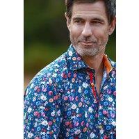 CLAUDIO LUGLI Men's The Cottage Garden Print Shirt in Navy | Size: 2XL