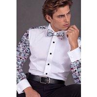 CLAUDIO LUGLI Men's Monaco Nights Tuxedo Shirt with Bow Tie in White | Size: XL
