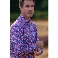 CLAUDIO LUGLI Men's Wildflower Bloom Print Shirt - Purple | Size: XL
