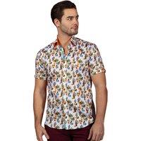 CLAUDIO LUGLI Men's Cactus Print Short Sleeve Shirt in White | Size: Large