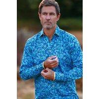 CLAUDIO LUGLI Men's Forget-Me-Not Meadow Print Shirt in Blue | Size: Large