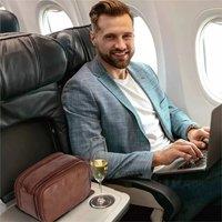 Havendro Men's PU Leather Toiletry Bag For Men Large Travel Wash Bag in Brown | Size: 0.6m2