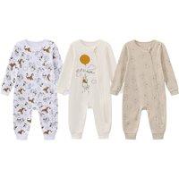 Winnie The Pooh Cotton Sleepsuit (Pack of 3) in Beige | Size: 6-9 m