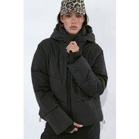Hiccup Women's Basic Hooded Puffer Jacket in Black | Size: Small