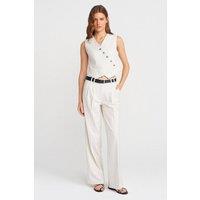 Dilvin Women's Straight-leg Trousers in Off-White | Size: Medium