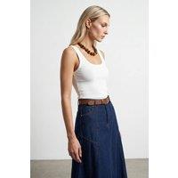 Dilvin Women's Slim Fit Sleeveless Jersey Cami Blouse in White | Size: Small