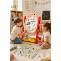 Garden Sanctuary Double-Sided Adjustable Drawing Magnetic Easel with Board Games