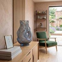 HOME LUXE INTERIOR Home Luxe Blue Glass Fish Vase 30cm - Decorative Sculptural Table Vase