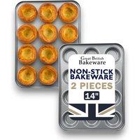 Chabrias Ltd Samuel Groves 12 Cup Non-Stick Yorkshire Pudding Tin 2 Pack UK Made in Grey