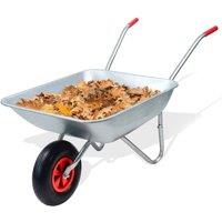 Crystals 65L Galvanised Steel Wheelbarrow with Pneumatic Tyre 100kg Capacity in Silver