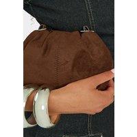 EGO Women's Faux Suede Clutch Bag in Brown