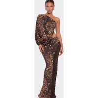 EGO Women's Contrast Mid Rise Maxi Skirt in Chocolate | Size: 12