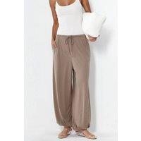 Busem Women's Long Elastic Waist Jogger Pants in Taupe | Size: Medium