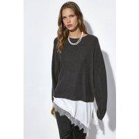 Busem Women's Women's Crew Neck Knit Sweater in Dark Grey | Size: Small