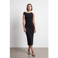 Dilvin Women's Sleeveless Bodycon Midi Dress in Black | Size: Large