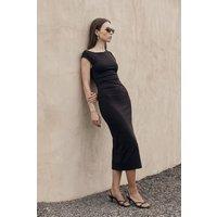 Dilvin Women's Sleeveless Bodycon Midi Dress in Dark Brown | Size: Medium