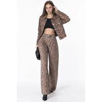 Squalo Women's Leopard Crop Denim Jacket | Size: Small