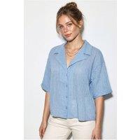 Bianco Lucci Women's Cotton Shirt in Baby Blue | Size: Large