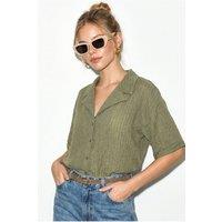 Bianco Lucci Women's Cotton Shirt in Khaki | Size: Large
