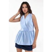 MSN Collection Women's Cotton-Blend Blouse in Baby Blue | Size: Large