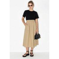 Bianco Lucci Women's Cotton Blend Midi Dress in Beige | Size: Large