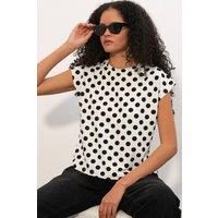 Big Dart Women's Polka Dot Crew Neck Blouse | Size: Large