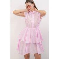 Big Dart Women's Viscose Nylon Tiered Sleeveless Dress in Light Pink | Size: Medium